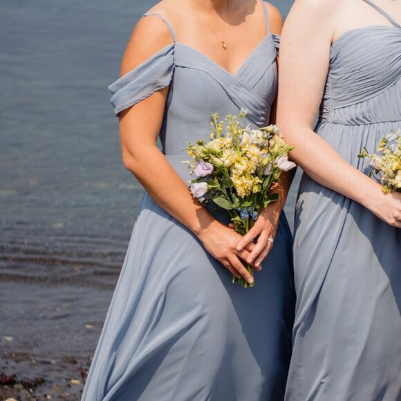 Azazie Tancie size 6 bridesmaid dress in dusty blue - Picture 4 of 4